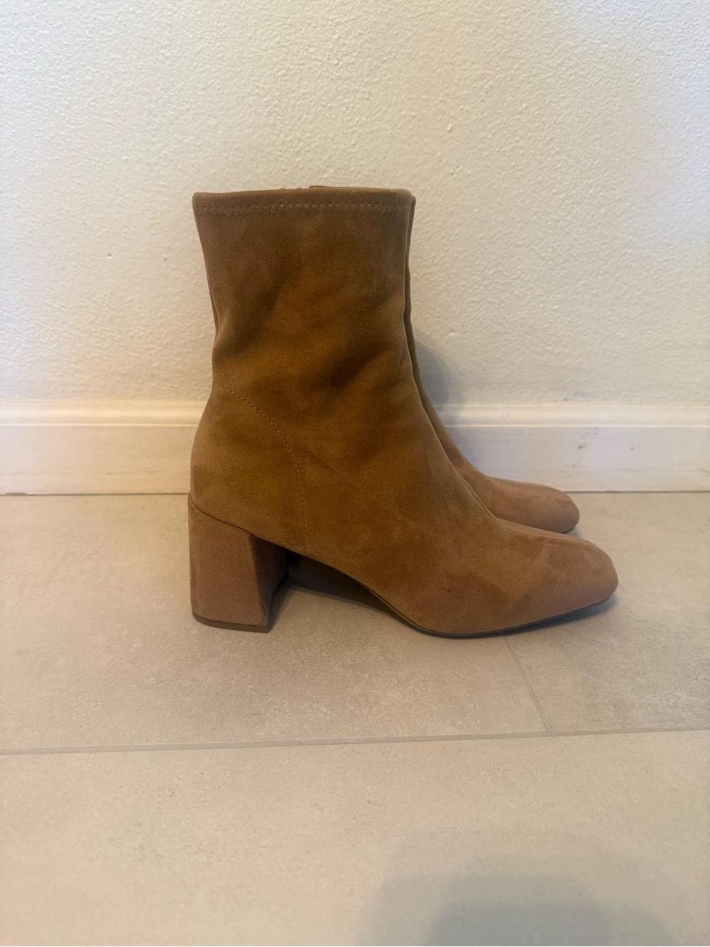Target Brown Suede Mid-Calf Block Heel Booties